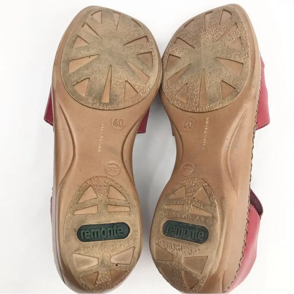 Remonte Dorndorf Red Leather Laser Cut Slip On Closed Toe Gladiator Shoes - Picture 14 of 16